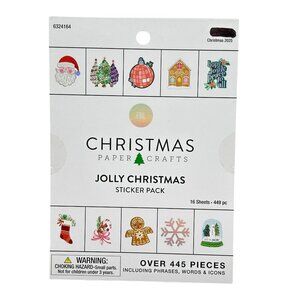 Christmas Paper Crafts Santa Jolly  Sticker Pack 16 Sheets 449 Piece Foil Accent